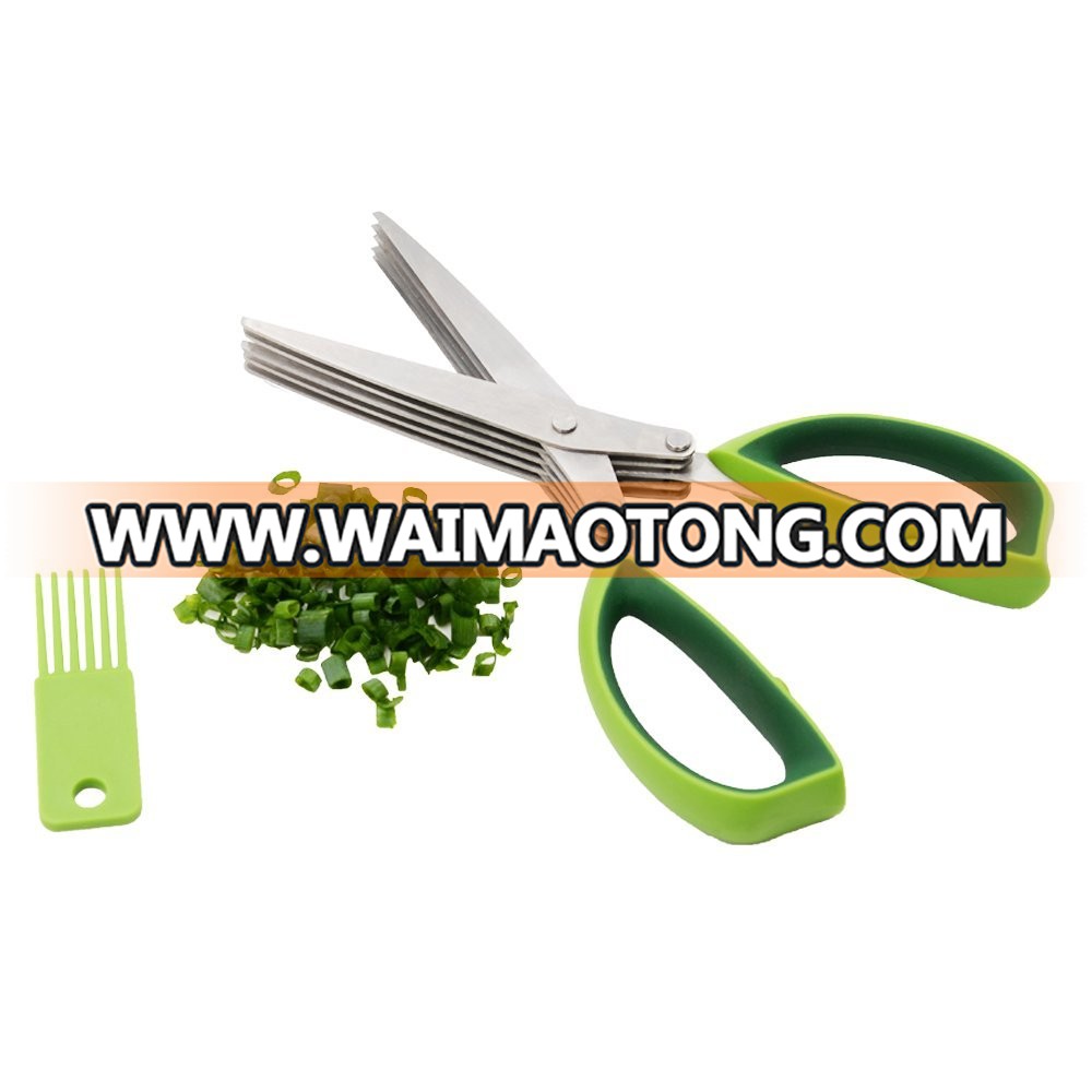 Multipurpose Kitchen Shear with 5 Blades Herb Scissors With a Cleaning Brush